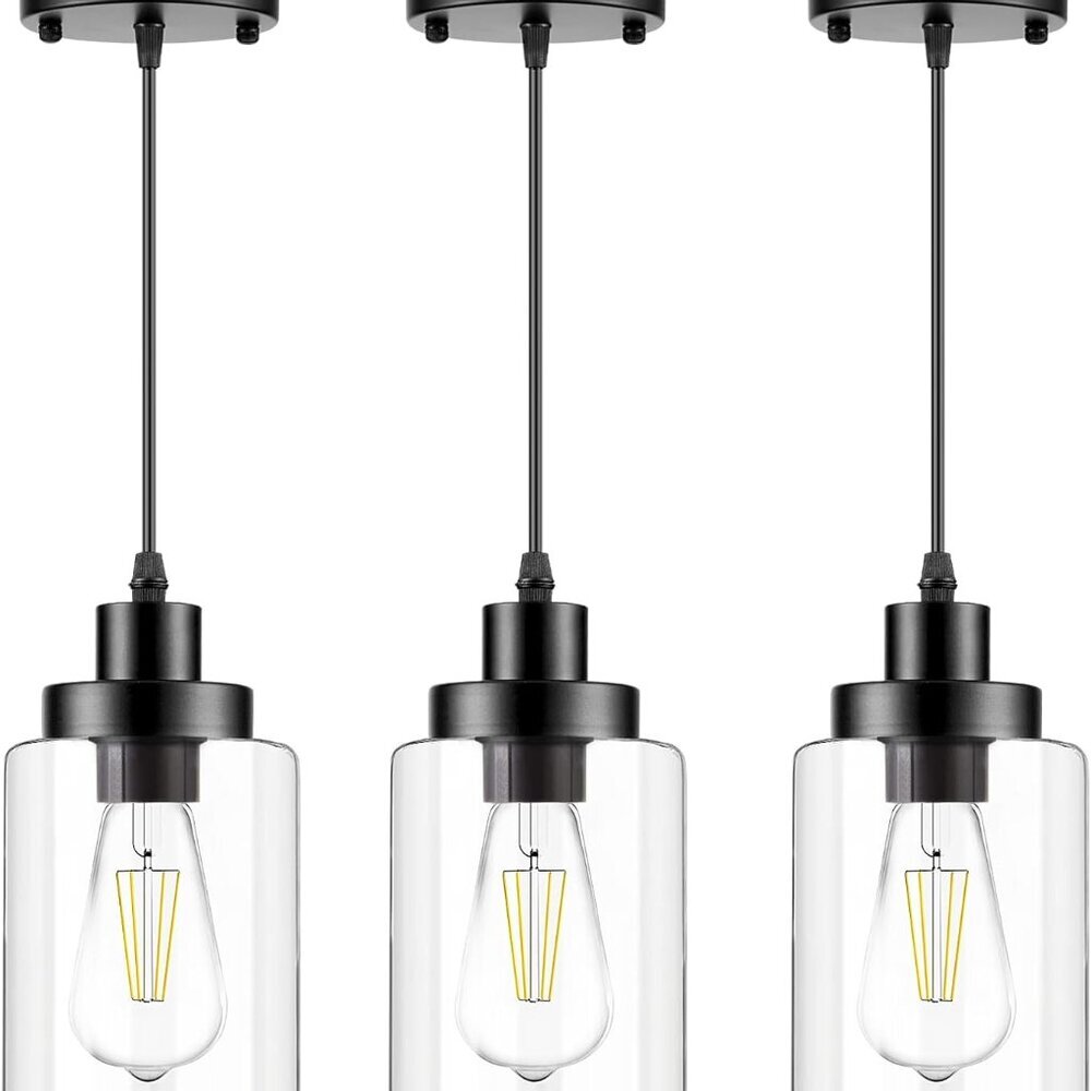 Industrial Lighting, Modern Clear Glass Shade Farmhouse Adjustable Hanging Light